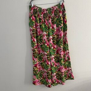 Caribbean Joe Women’s Plus Size Pink Resort Floral Wide Leg Pull On Pants 3X